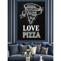 Ahşap Tablo Siyah Arka Fon Ve Pizza Temalı