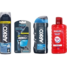 Magıcare Legend Hot After Shave Balm 200 ML + Arko Men T3 Pro 3 Bıçaklı Tıraş Bıçağı 3'lü + Cool Tıraş Köpüğü 200 ML + Cool Tıraş Kolonyası 250 ML