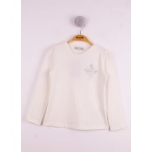 Toontoy Kids Toontoy Kız Çocuk Göğsü Çiçek Nakışlı T-shirt Ekru Toontoy Kids Toontoy Kız Çocuk Göğsü Çiçek Nakışlı T-shirt Ekru