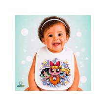 Powerpuff Girls Keten Bebek Mama Önlüğü Yumuşak - Emici - Yıkanabilir - Özel Tasarım P164 Çok Renkli
