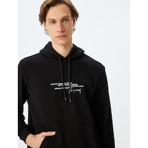 Koton Kapşonlu Kanguru Cepli Pamuk Karışımlı Atatürk Sweatshirt Siyah 5wam70222mk Siyah