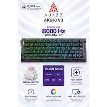 Ajazz Ak680 V3 8000 Hz Manyetik Rgb Oyuncu Klavyesi Siyah Contour Meow Meow