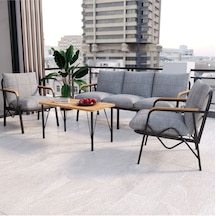 Doruk Home Balkon, Bahçe, Cafe, Metal Koltuk Takımı, Bahçe Mobilyası , Oturma Grubu 3+1+1+sehpa Orta Gri