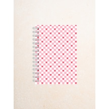 Kalpli Pembe Dama Desenli Defter 60 Yaprak / 120 Sayfa Çizgisiz Tel Spiralli Çok Renkli