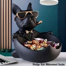 Bulldog Köpek Dekoratif Heykel Biblo Sunumluk & Anahtarlık Kutusu Şık Masa Üstü Ev Ofis Dekoru Hediyelik Obje 0