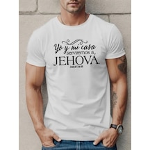 Suma Erkek Klasik Kalıp Süprem T-shirt Jehova Baskılı Beyaz