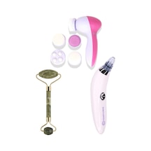 3'lü Set Derma Suction 5 Başlıklı Titreşimli Masaj Aleti Yeşim Taşı Karışık