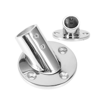 Lemestar 45 Derece Gümüş 316 Paslanmaz Çelik Yuvarlak Boru Tabanı - Deniz Tipi, Paslanmaz, Kolay Kurulum, 25mm