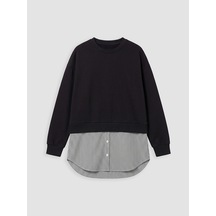 LC Waikiki Lc Waıkıkı Siyah Soft Touch Kadın Sweatshirt Tunik