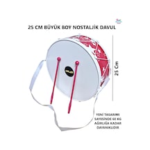 Büyük Boy 25 Cm. Oyuncak Çocuk Davul 23 Nisan Gösteri Davulu Kırmızı Renk