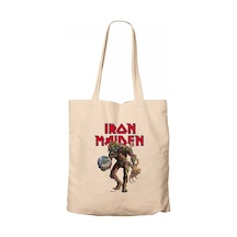 Iron Maiden Monster Guitarist Krem Kanvas Bez Çanta Krem