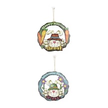 2x Paskalya Tavşanı Ahşap Tabela Duvar Tabelası Süsü Bahçe Ev Dekorasyon Malzemeleri