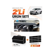 E-biz Kia Sorento 2009-2014 Uyumlu Torpido Örtüsü + Tay Tüyü Bagaj Çantası - Siyah-gri - Kı019