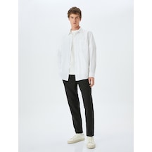 Koton Beli Bağcıklı Cep Detaylı Viskon Karışımlı Slim Fit Pantolon Siyah 5sam40032hw Siyah