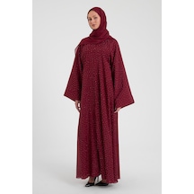 Şakika Shine Taşlı Abaya Ferace & Şal - Standart Beden & Farklı Boy Bordo