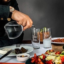 Baba Tanımı Tasarımlı Ahşap Kutulu Rakı Seti Açık