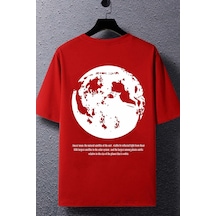 Flood Of Style Unisex The Moon Baskılı T-shirt Kırmızı