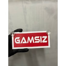 Kırmızı Renk Üzeri Beyaz Renk Gamsız Yazılı Vantuzlu Cam Süsü