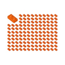 Yedek Parçalar: Plate 1x2: 100 Adet 1x2 Plate Parts Plaka Parçası Kırmızımsı Turuncu - Reddish Orange 3023