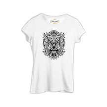 Owl İn Tribal Style Beyaz Kadın Tshirt 001
