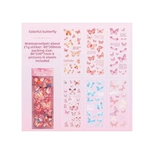 Kolbi Craft 6 Sayfa 114 Adet Şeffaf Pembe Kelebek Sticker Bullet Journal Scrapbook Laptop Ajanda Planlayıcı Abanoz