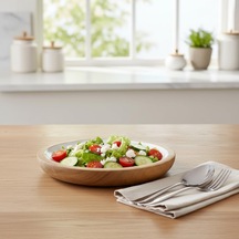 Mango Ağacı Pasta Tabağı - İçi Krem Emaye Enamel Kaplama 20 Cm Tatlı, Meyve Ve Kahvaltı Tabağı - Leke Tutmaz Ahşap Sunum Yükseklik: 2 Cm Çok renkli