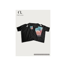 Nevermind Unisex Kadın Erkek Dream World Baskılı Özel Tasarım Oversize T-sh Siyah