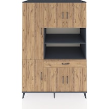 Kronos Dolap 10 Raflı Tek Çekmeceli 6 Kapaklı 132x59x195 Antrasit-çam/çam Atlas Çam/atlas Çam