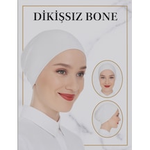 Üçgül Dikişsiz Bone Beyaz