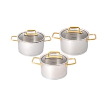 Jumbo Assos Midi 3'Lü Titanyum Gold Tencere Seti