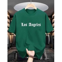 Kozia Outdoors Malkoçbey Los Angeles Baskılı Oversize Unisex Basic O Yaka T-şhirt Yeşil Yeşil