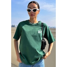 Unisex Life Baskılı T-shirt Yeşil