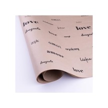 10lu Ambalaj, Paket Kağıdı, 70x100 Cm Love Desenli, Kraft-siyah Tek Ebat 124-Pembe