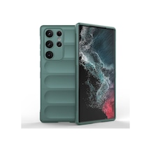 Zore Galaxy S23 Ultra Kılıf Esnek Tpu Oyuklu Arka Yüzey Tasarımlı Nvth Etnik Silikon Kapak - Koyu Yeşil