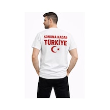 Yake Store Erkek Türkiye Ay Yıldız Baskılı Taraftar Forma T-shirt - Beyaz - Beyaz