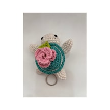 Amigurumi Örgü Kaplumbağa Anahtarlık - El Yapımı Çiçekli Tasarım Turkuaz Turkuaz