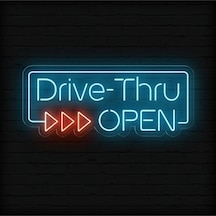 Drive-thru Open Yazılı Neon Tabela Turkuaz