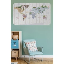 Eğitici Dünya Haritası Dünya Atlası Çocuk Ve Bebek Odası Duvar Sticker -60x105-3825 Renkli