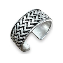 Takı Dükkanı Çapraz Örgü Motifli Ayarlanabilir Erkek Kadın Alyans Yüzük Bby11 Gümüş