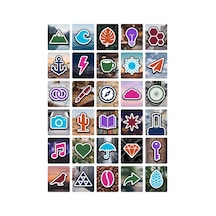 30 Adet Geometrik Doğa Ve Yaşam Sembolü Sticker Seti - Laptop Defter Telefon İçin Çok Renkli