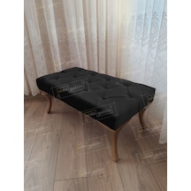 Kapitoneli Ayak Ucu Kapı Önü Antre Bench Puf Gold Ayak 120 45 Siyah