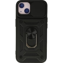 Apple iPhone Uyumlu  13 Kılıf Pars Lens Yüzüklü Silikon -  Siyah