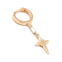 Tek Kutup Yıldız Gümüş Halka Küpe - Rose Bakır Beyaz