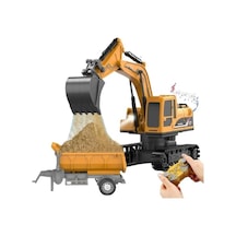 1/22 Uzaktan Kumandalı Rc Paletli Ekskavatör Işıklı Sesli Hareketli Şarjlı Excavator Kamyonlu İş Makinesi