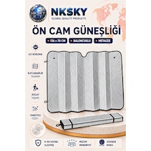 1. Kalite Oto Ön Cam Güneşliği 136x70 Cm Baloncuklu Metalize Katlanabilir Araba Güneşlik Perde