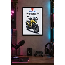 Sarı Siyah Motosiklet Desenli Dekoratif Mdf Tablo, Çerçeve Görünümlü Ahşap Poster