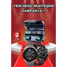 İkili Set Akıllı Saat Ve Bluetooth Kulaklık Kablosuz Uzun Pil Ömrü Spor Modları