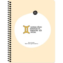 Hisli Şeyler Burçlar Serisi 16,5x22,5 Çizgili Spiralli Stickerli Defter - Maymun İştahlı Demeyelim De Yeniliklere Açık Diyelim Sarı