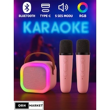Çift Mikrofonlu Kablosuz Karaoke Bluetooth Rgb Işıklı, Taşınabilir, Usb/sd Destekli Parti Hoparlörü