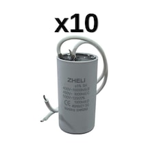 10'lu Zheli 4 Μf 25x49 Mm Plastik Kablolu 450-500 Acv Daimi Devre Kondansatörü